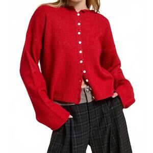 NEW MIMOSA essential button down cardigan in cherry red